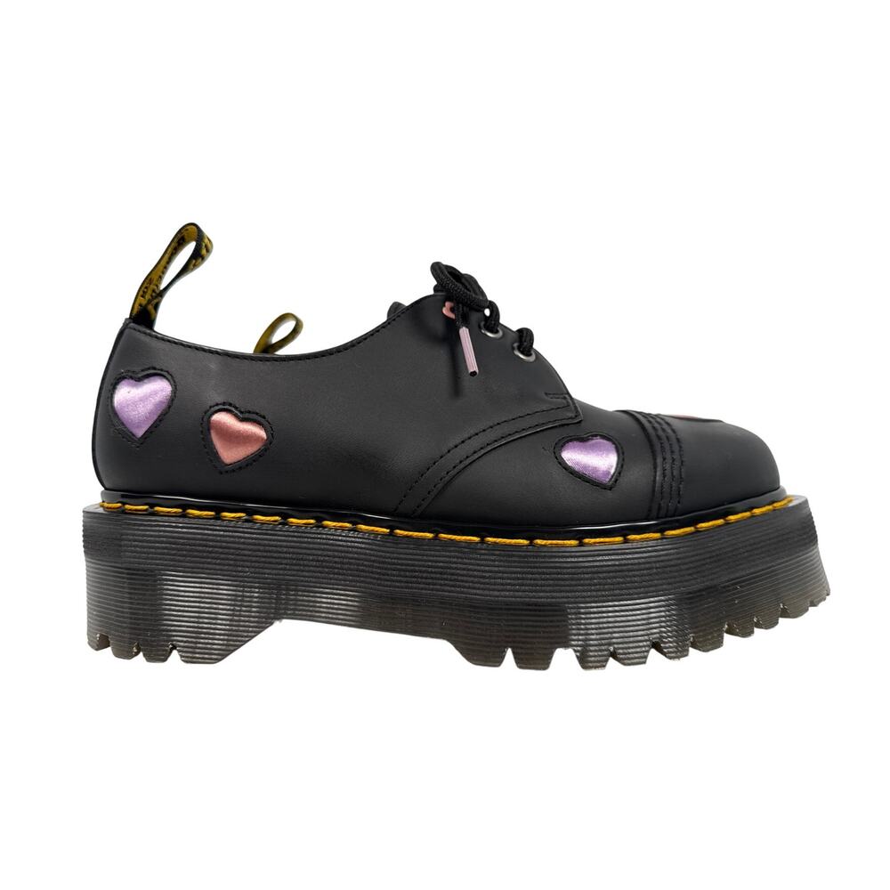 Dr Martens 1461 Quad Heart Platform Oxford Black Leather Pink Womens 8 30604001 - Picture 16 of 16